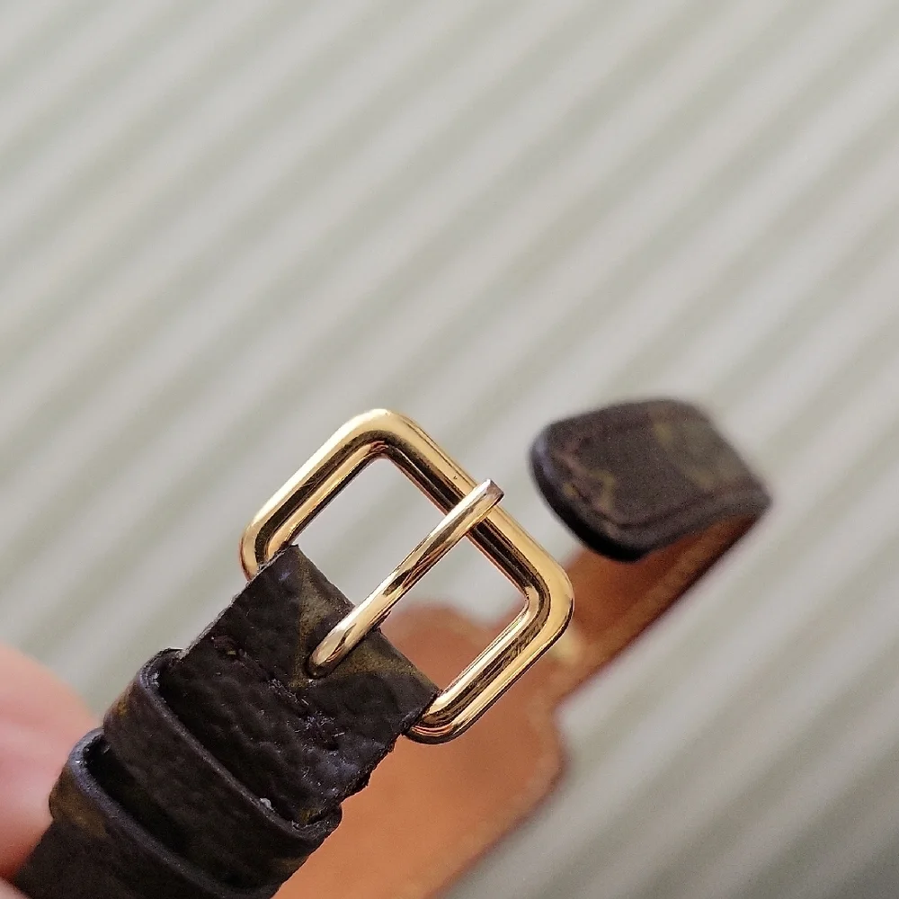 Louis Vuitton Brown Monogram Leather Bracelet with Tan Bow and Gold Hardware - Picture 5 of 9